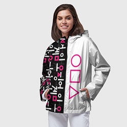 Ветровка с капюшоном женская Игра в кальмара: Стражи, цвет: 3D-черный — фото 2