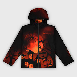 Ветровка с капюшоном женская Красная луна на Хэллоуин, цвет: 3D-черный