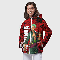 Ветровка с капюшоном женская Ророноа Зоро, One Piece, цвет: 3D-белый — фото 2