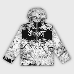 Ветровка с капюшоном женская Надпись Слипкнот Рок Группа ЧБ Slipknot, цвет: 3D-белый