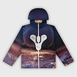 Ветровка с капюшоном женская ДЕСТИНИ ЗЕМЛЯ ХАБ, СТРАННИК НАД ГОРОДОМ, цвет: 3D-белый