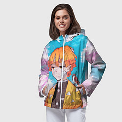 Ветровка с капюшоном женская КЛИНОК РАССЕКАЮЩИЙ ДЕМОНОВ, ЗЕНИТЦУ, цвет: 3D-белый — фото 2