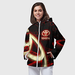 Ветровка с капюшоном женская Тойота Toyota, цвет: 3D-белый — фото 2