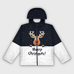 Ветровка с капюшоном женская Новогодний Оленёнок Рудольф, цвет: 3D-черный