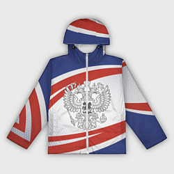 Ветровка с капюшоном женская Герб России, цвет: 3D-белый