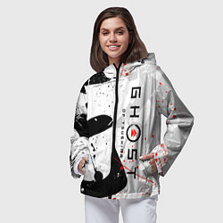 Ветровка с капюшоном женская GHOST OF TSUSHIMA ПРИЗРАК ЦУСИМЫ БЕЛЫЙ, цвет: 3D-черный — фото 2