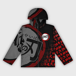 Ветровка с капюшоном женская КЛИНОК РАССЕКАЮЩИЙ ДЕМОНОВ ИЕРОГЛИФЫ ЛОГО, цвет: 3D-черный