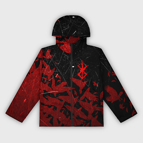 Женская ветровка БЕРСЕРК КЛЕЙМО ЛОГО СТАЯ ВОРОН, RED CROW / 3D-Черный – фото 1