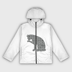 Ветровка с капюшоном женская QR Кот Версия 2, цвет: 3D-черный