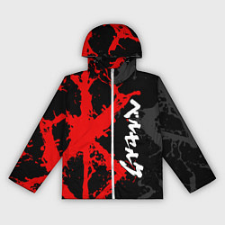 Ветровка с капюшоном женская БЕРСЕРК КРАСНОЕ КЛЕЙМО ИЕРОЛГИФЫ, цвет: 3D-белый