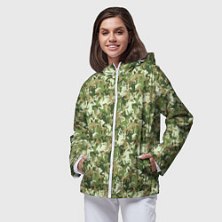 Ветровка с капюшоном женская Лягушки камуфляж, цвет: 3D-белый — фото 2