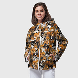 Ветровка с капюшоном женская Разные Собаки, цвет: 3D-белый — фото 2