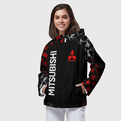 Ветровка с капюшоном женская MITSUBISHI SAMURAI JAPAN STYLE ИЕРОГЛИФЫ, цвет: 3D-черный — фото 2