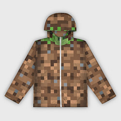 Ветровка с капюшоном женская ЗЕМЛЯ DIRT MINECRAFT, цвет: 3D-белый