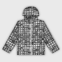Ветровка с капюшоном женская Geometry Dash: BW Pattern, цвет: 3D-белый