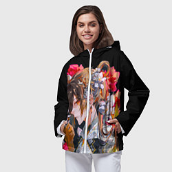 Ветровка с капюшоном женская Чжун Ли в цветах Genshin impact, цвет: 3D-белый — фото 2