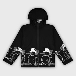 Ветровка с капюшоном женская Снеговик на черном фоне, цвет: 3D-черный