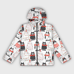 Ветровка с капюшоном женская НОВОГОДНИЕ КОТИКИ 2022, цвет: 3D-черный