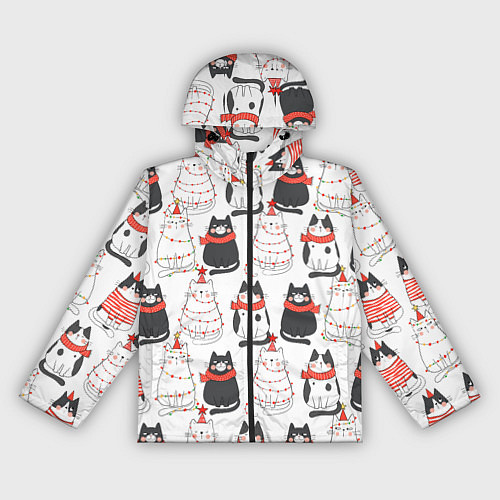 Женская ветровка НОВОГОДНИЕ КОТИКИ 2022 / 3D-Черный – фото 1