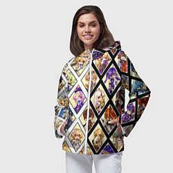 Ветровка с капюшоном женская GENSHIN IMPACT ГЕНШИН ИМПАКТ ВСЕ ПЕРСОНАЖИ, цвет: 3D-белый — фото 2