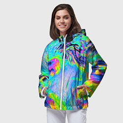 Ветровка с капюшоном женская ААА яркий узор, цвет: 3D-белый — фото 2