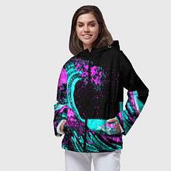 Ветровка с капюшоном женская НЕОНОВАЯ ЯПОНИЯ, ВОЛНА, ФУДЗИЯМА NEON JAPAN, цвет: 3D-черный — фото 2