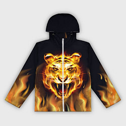 Ветровка с капюшоном женская Тигр В Пламени, цвет: 3D-белый