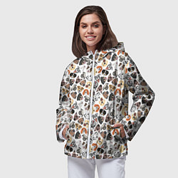 Ветровка с капюшоном женская Разные Породы собаки, цвет: 3D-белый — фото 2