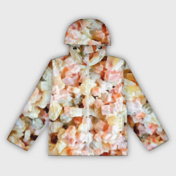 Ветровка с капюшоном женская Салат Оливье Новогодняя Оливьешка, цвет: 3D-белый