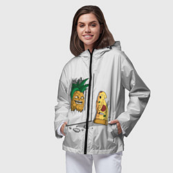 Ветровка с капюшоном женская HERES PINEAPPLE!, цвет: 3D-черный — фото 2