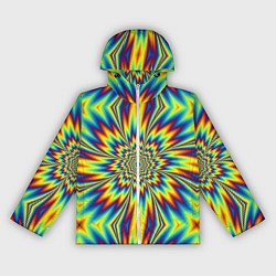 Ветровка с капюшоном женская Пульсирующий Огненный Цветок, цвет: 3D-белый