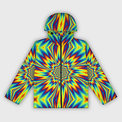 Ветровка с капюшоном женская Пульсирующий Огненный Цветок, цвет: 3D-черный