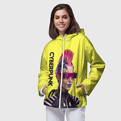 Ветровка с капюшоном женская Cyberpunk Панк, цвет: 3D-белый — фото 2