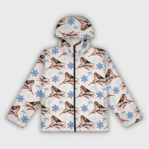 Женская ветровка Снегири зима / 3D-Черный – фото 1