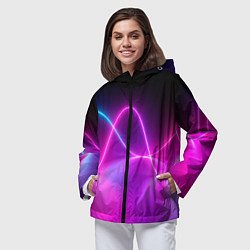 Ветровка с капюшоном женская Лучи света pink theme, цвет: 3D-черный — фото 2