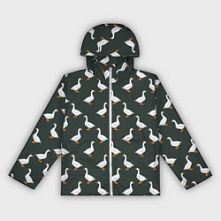 Ветровка с капюшоном женская Гуси паттерн, цвет: 3D-белый