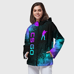 Ветровка с капюшоном женская CS GO NEON SYMBOL STYLE SKIN КС ГО НЕОН, цвет: 3D-черный — фото 2