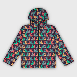 Ветровка с капюшоном женская Кролики 18, цвет: 3D-черный