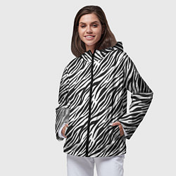 Ветровка с капюшоном женская Чёрно-Белые полоски Зебры, цвет: 3D-черный — фото 2