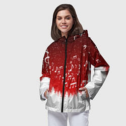 Ветровка с капюшоном женская МУЗЫКАЛЬНАЯ НОВОГОДНЯЯ НОЧЬ 2022 НОВЫЙ ГОД, цвет: 3D-черный — фото 2