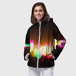 Ветровка с капюшоном женская Горящие сердца всех цветов радуги, цвет: 3D-белый — фото 2