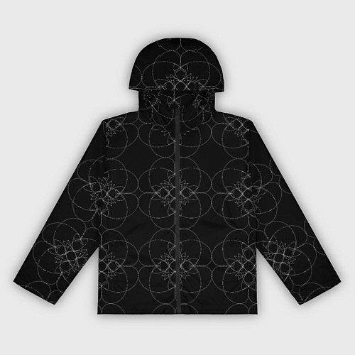 Женская ветровка Цветочный орнамент белый на черном / 3D-Черный – фото 1