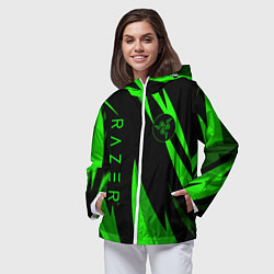 Ветровка с капюшоном женская RAZER GREEN, цвет: 3D-белый — фото 2