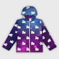 Ветровка с капюшоном женская UNDERTALE DOGS PATTERN SPACE, цвет: 3D-белый