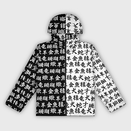 Женская ветровка ЧЁРНО БЕЛЫЕ ИЕРОГЛИФЫ / 3D-Черный – фото 1