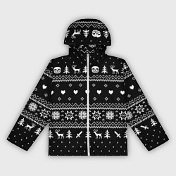 Ветровка с капюшоном женская НОВОГОДНИЙ СВИТЕР UNDERTALE SANS ЧЁРНЫЙ, цвет: 3D-белый