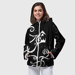 Ветровка с капюшоном женская ТАТУИРОВКА ДРАКЕНА WHITE AND BLACK, цвет: 3D-белый — фото 2