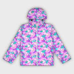 Ветровка с капюшоном женская Волшебные Грибы - психоделика, цвет: 3D-белый