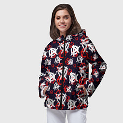 Ветровка с капюшоном женская Анархия текстура, цвет: 3D-черный — фото 2