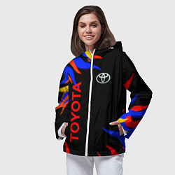 Ветровка с капюшоном женская Toyota Разноцветный огонь, цвет: 3D-белый — фото 2